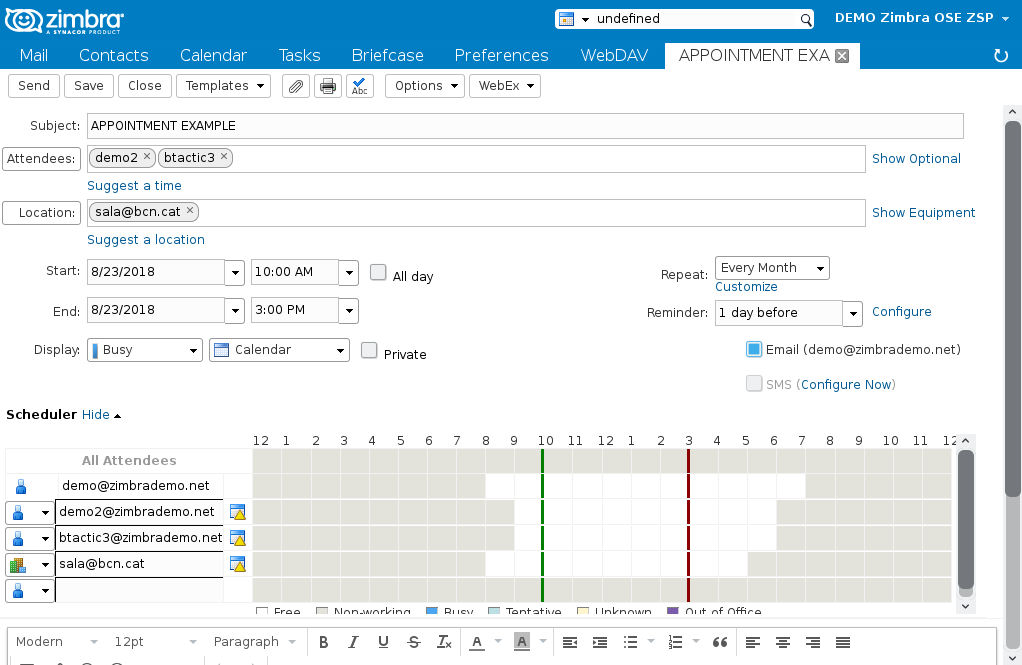How to manage the Calendar in Zimbra? bTactic Open Source&Cloud Solutions